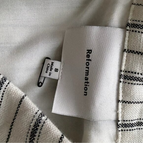 New Reformation Arella Linen Dress in Elsie Stripe - Picture 8 of 10